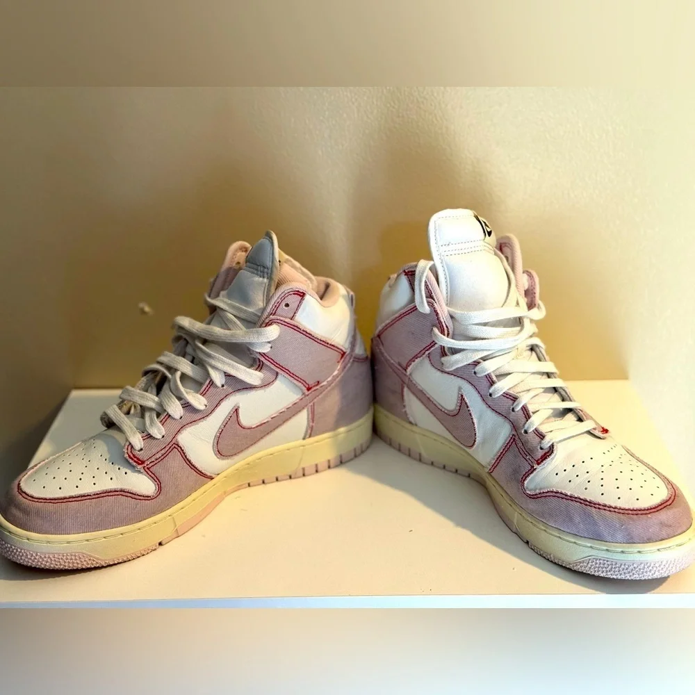 Nike Dunk High White Pink Canvas Sneakers Women’s | Retro Streetwear | Size 11.5